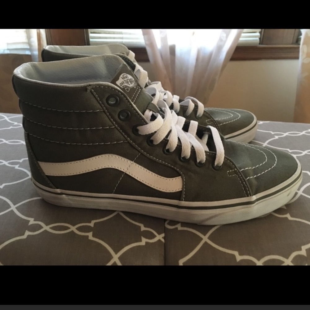 Worn ONCE High top Olive Vans!!